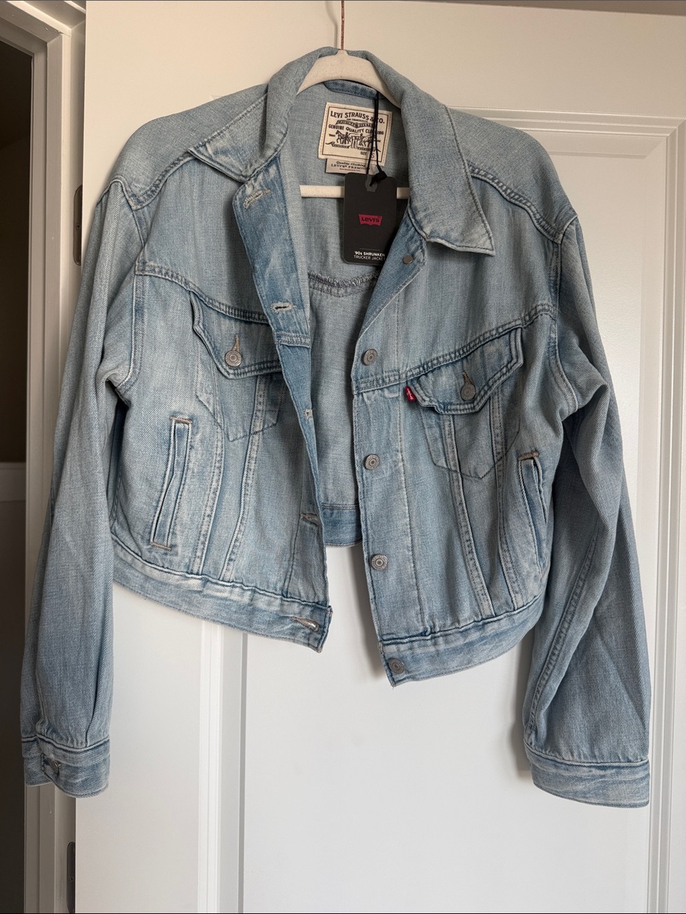 Levi's Light Wash Cropped Denim Jacket - Pale Blue